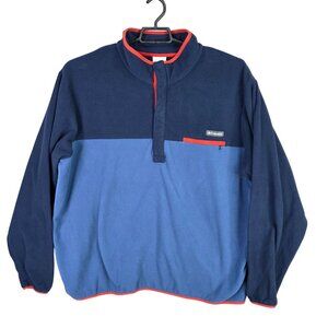 Mens Columbia Blue & Red Fleece Pullover 1/4 Button Snap Sweatshirt Size 3X